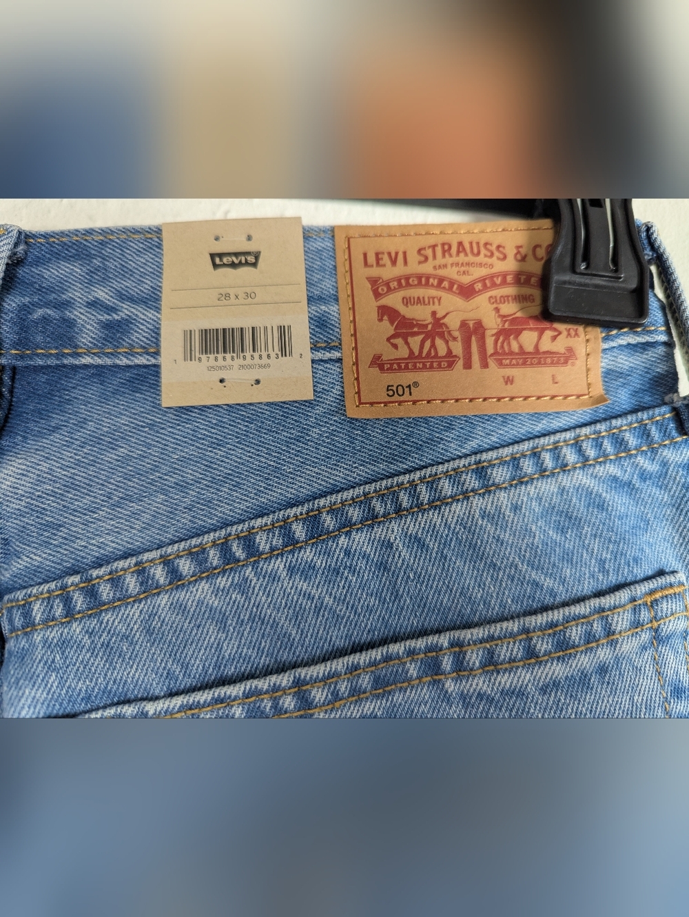 NWT Levi's 501 Original Silver Striped Jeans Women's Size 28x30 - Picture 8 of 8